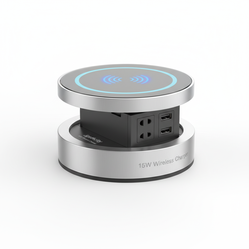 Jgstkcity Pop Up Outlet with 15W Wireless Charger
